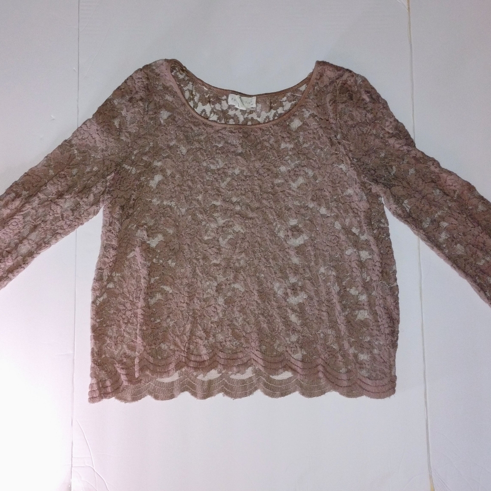 Full Tilt Dusty Mauve Lace Long-Sleeve Top - Picture 2 of 7